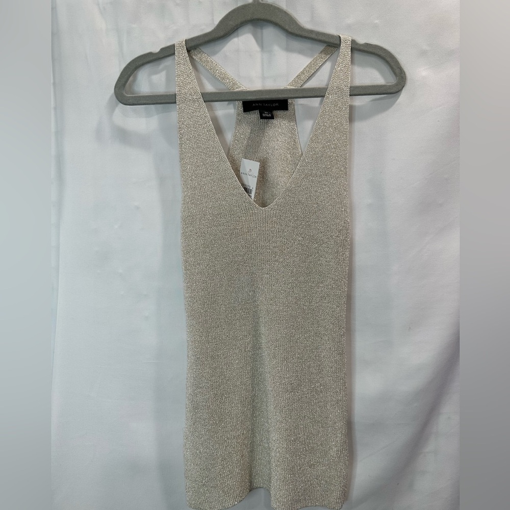 Ann Taylor Metallic Knit Top size XS